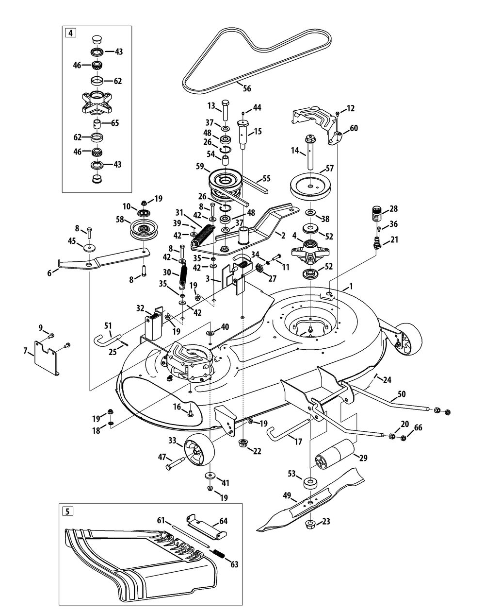Mower Deck 42-Inch Stamped Deck Diagram and Parts List for 19B40012100 (42Inch)(2015) Cub Cadet Lawn Tractor